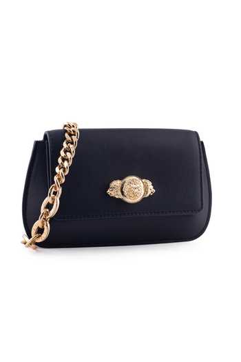 Buy_Saurav Ghosh_Black Medallion Brooch Embellished Clutch _Online_at_Aza_Fashions