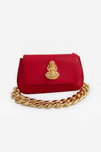 Saurav Ghosh Deity Motif Brooch Embellished Clutch 