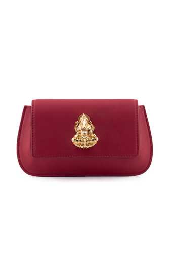 Buy_Saurav Ghosh_Gold Ganesha Emblem Embellished Clutch _Online_at_Aza_Fashions