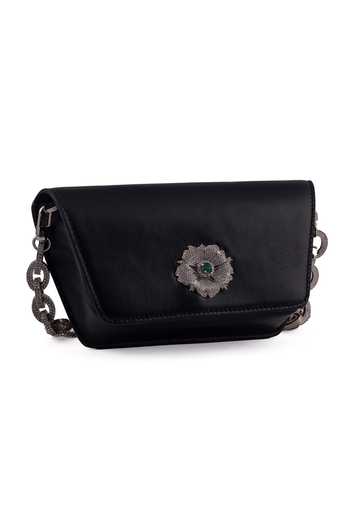 Saurav Ghosh Floral Metal Brooch Clutch 