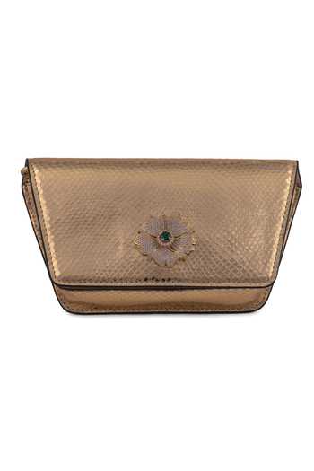 Shop_Saurav Ghosh_Gold Floral Brooch Embellished Clutch _Online_at_Aza_Fashions