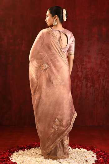 Singhanias_Gold Tissue Saree With Running Blouse Fabric _Online_at_Aza_Fashions