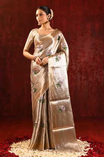 singhanias Tissue Saree With Running Blouse Fabric 