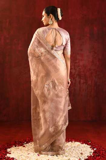 singhanias_Gold Tissue Saree With Running Blouse Fabric _Online_at_Aza_Fashions