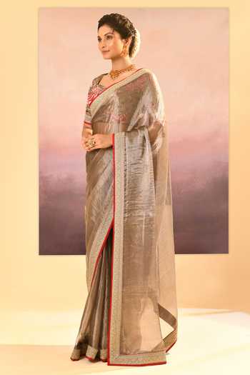 Buy_singhanias_Green Tissue Saree With Running Blouse Fabric _Online_at_Aza_Fashions