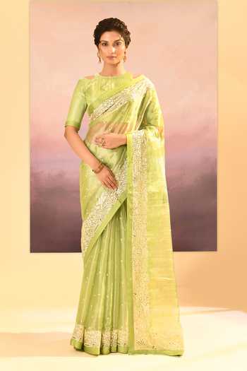 singhanias Tissue Saree With Running Blouse Fabric 