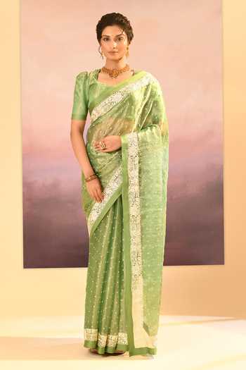 singhanias Tissue Saree With Running Blouse Fabric 