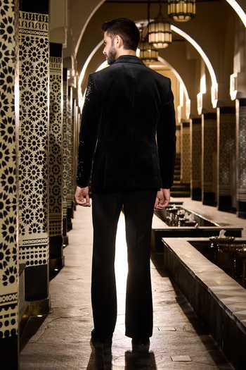 Contrast By Parth Nebula Embroidered Tuxedo Set 
