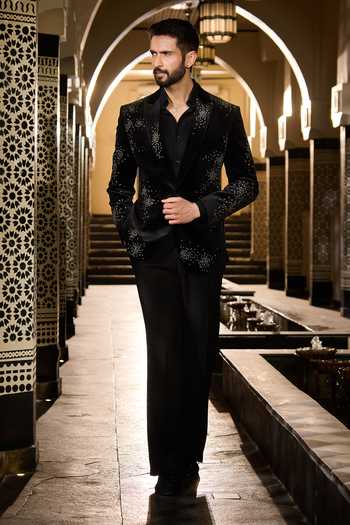 Contrast By Parth Nebula Embroidered Tuxedo Set 