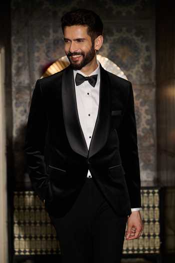 Contrast By Parth Void Embroidered Tuxedo Set 