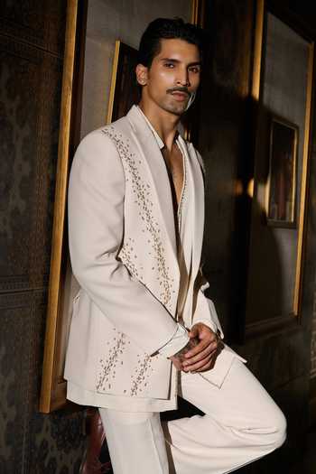 Buy Contrast By Parth Ivory Lycra, Suiting Reverie Embroidered Short Jacket Set Online at Aza Fashions Buy_Contrast By Parth_Ivory Lycra, Suiting Reverie Embroidered Short Jacket Set _Online_at_Aza_Fashions