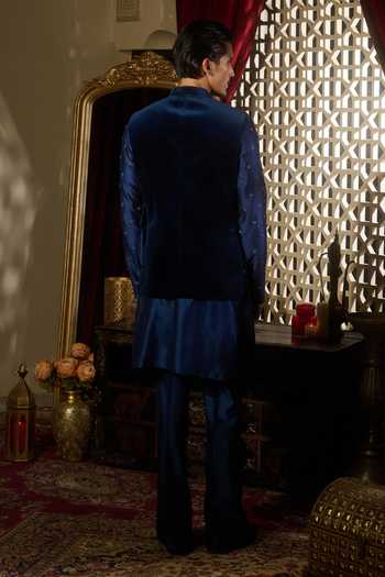 Contrast By Parth Prism Embroidered Nehru Jacket & Kurta Set 