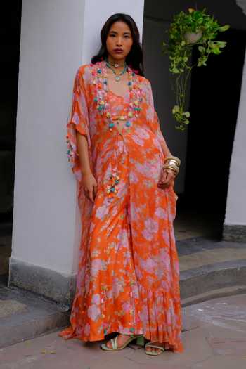 Aangan By Parul Vivienne Flow Printed Kaftan Set 