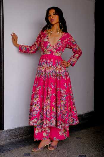 Aangan By Parul Vienna Glow Embroidered Anarkali & Pant Set 