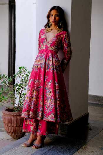 Aangan By Parul Vienna Glow Embroidered Anarkali & Pant Set 