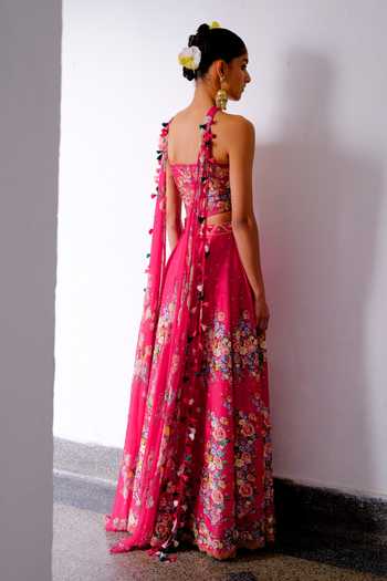 Aangan By Parul Fleur Embroidered Lehenga & Blouse Set 