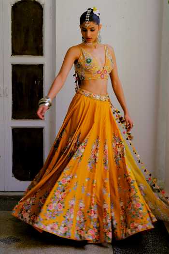 Aangan By Parul Odette Embroidered Lehenga & Blouse Set 