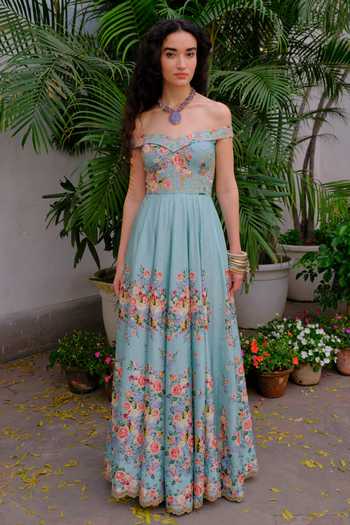 Aangan By Parul Elysian Embroidered Gown 