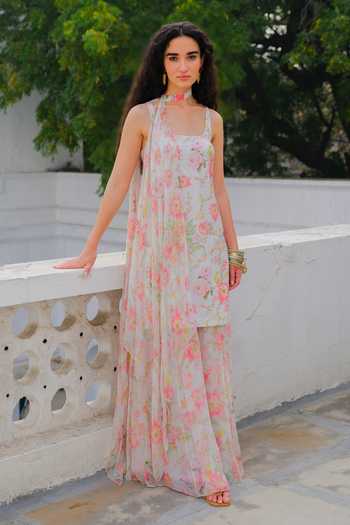 Aangan By Parul Rococo Printed Kurta & Sharara Set 
