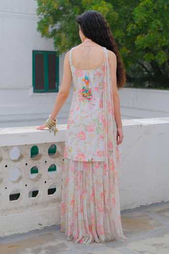 Aangan By Parul Rococo Printed Kurta & Sharara Set 