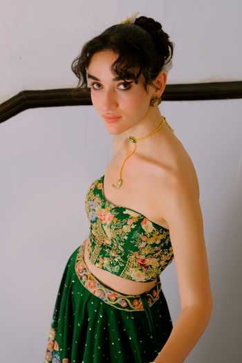 Buy Aangan By Parul Green Silk Bandeau Neck Elodie Royale Embroidered Lehenga And Blouse Set Online at Aza Fashions Buy_Aangan By Parul_Green Silk Bandeau Neck Elodie Royale Embroidered Lehenga And Blouse Set _Online_at_Aza_Fashions
