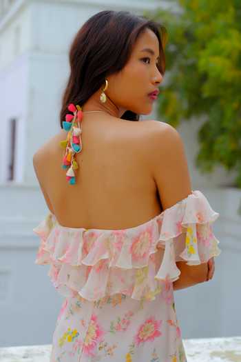 Buy Aangan By Parul Pink Silk Ruffles Halter Neck, Off-shoulder Petal Grace Gown Online at Aza Fashions Buy_Aangan By Parul_Pink Silk Ruffles Halter Neck, Off-shoulder Petal Grace Gown _Online_at_Aza_Fashions