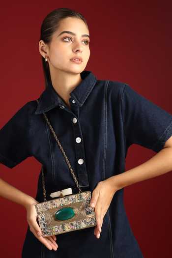 House of Webhin Aarish Mother Of Pearl Clutch 