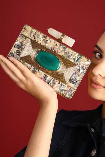 House of Webhin Aarish Mother Of Pearl Clutch 