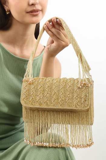 Buy_House of Webhin_Gold Mehfil Flap Bag _Online_at_Aza_Fashions
