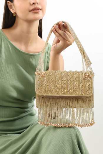 House of Webhin Mehfil Golden Flap Bag 