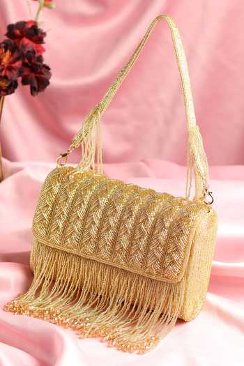 Shop_House of Webhin_Gold Mehfil Flap Bag _Online_at_Aza_Fashions