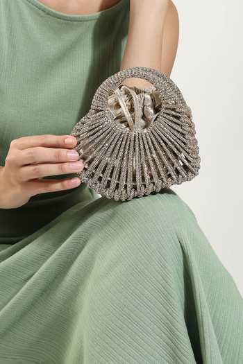 House Of Webhin_Gold Orya Heart Mini Bag _at_Aza_Fashions