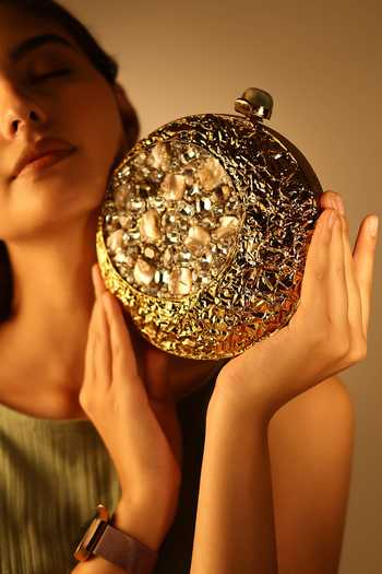 Buy_House of Webhin_Gold Sana Clutch _Online_at_Aza_Fashions