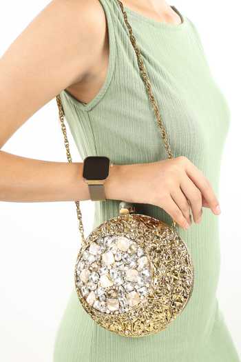 House of Webhin Sana Gold Clutch 
