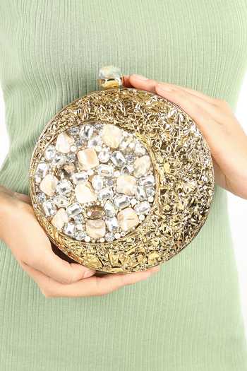 House of Webhin_Gold Sana Clutch _at_Aza_Fashions