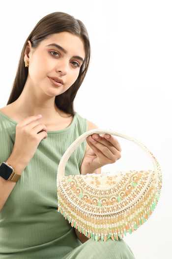 House of Webhin Anaya Pearl Half Moon Bag 