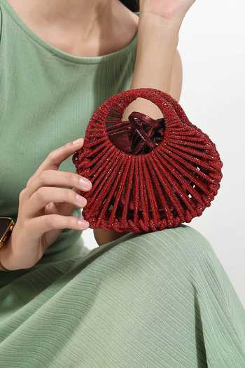 House of Webhin_Red Orya Mini Beaded Bag _at_Aza_Fashions