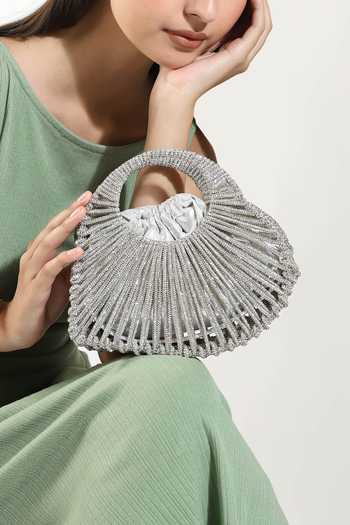 Shop_House of Webhin_Silver Velin Beaded Bag _Online_at_Aza_Fashions