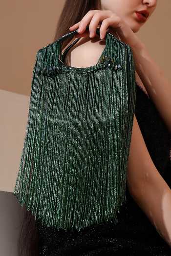 Shop House of Webhin Emerald Green Layali Elegance Clutch Online at Aza Fashions Shop_House of Webhin_Emerald Green Layali Elegance Clutch _Online_at_Aza_Fashions