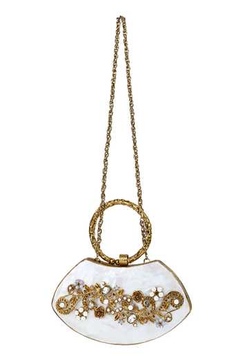 House of Webhin White Isla Mother Of Pearl Clutch Online at Aza Fashions House of Webhin_White Isla Mother Of Pearl Clutch _Online_at_Aza_Fashions