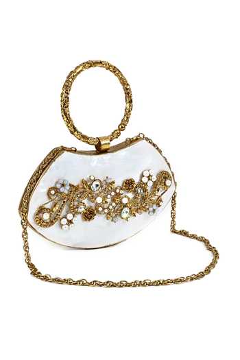 Buy House of Webhin White Isla Mother Of Pearl Clutch Online at Aza Fashions Buy_House of Webhin_White Isla Mother Of Pearl Clutch _Online_at_Aza_Fashions