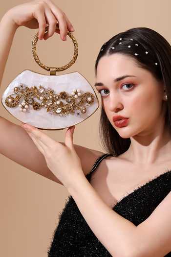 Buy House of Webhin White Isla Mother Of Pearl Clutch Buy_House of Webhin_White Isla Mother Of Pearl Clutch