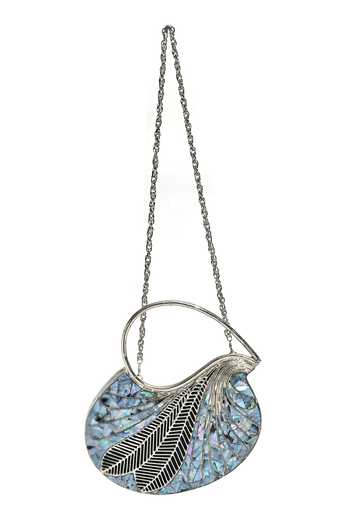 House of Webhin_Blue Mother Of Pearl Clutch _Online_at_Aza_Fashions