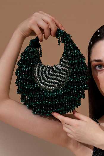 House of Webhin_Green Rhea Moon Bag _Online_at_Aza_Fashions