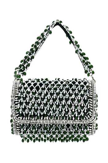 House Of Webhin Panna Green Flap Clutch 