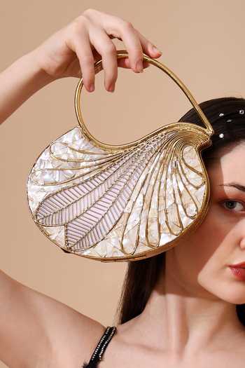 Shop House of Webhin Gold Taru Mother Of Pearl Clutch Online at Aza Fashions Shop_House of Webhin_Gold Taru Mother Of Pearl Clutch _Online_at_Aza_Fashions