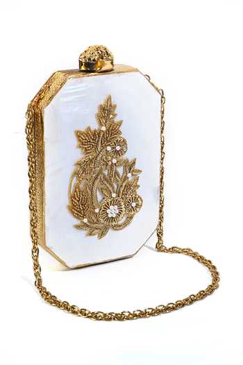 Shop_House of Webhin_White Tara Mother Of Pearl Embellished Clutch _Online_at_Aza_Fashions
