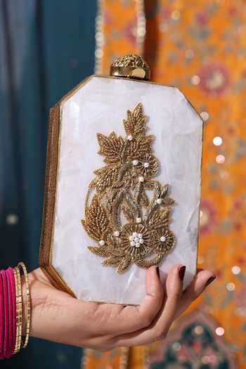 House of Webhin Tara Mother Of Pearl Embellished Clutch 