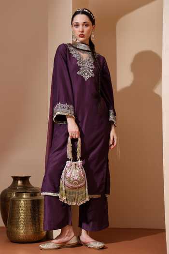 House of Webhin_White Beads, Pearls, Stones, Crystals, Tassels, Rhinestones Chaandni Potli _Online_at_Aza_Fashions
