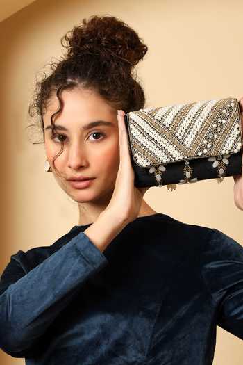 Shop House of Webhin Black Aabroo Flap Bag Online at Aza Fashions Shop_House of Webhin_Black Aabroo Flap Bag _Online_at_Aza_Fashions